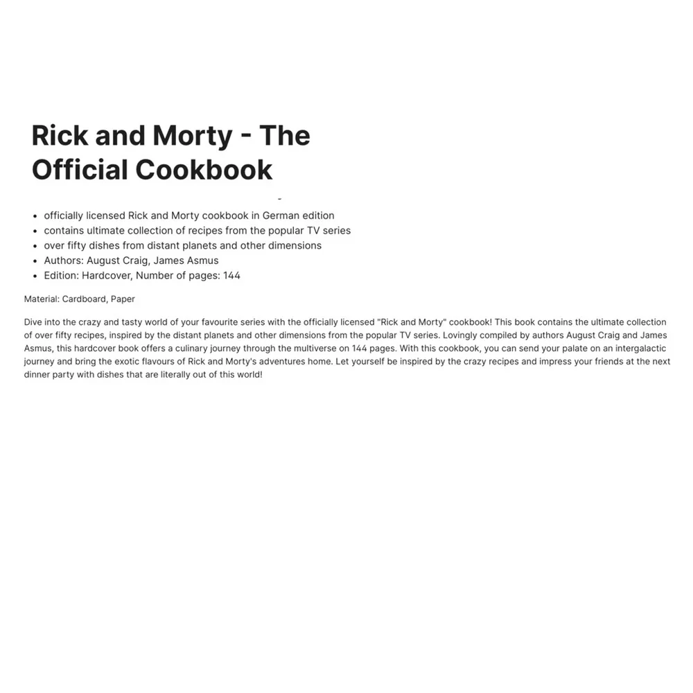 Adult Swim Rick and Morty- The Official Cookbook
